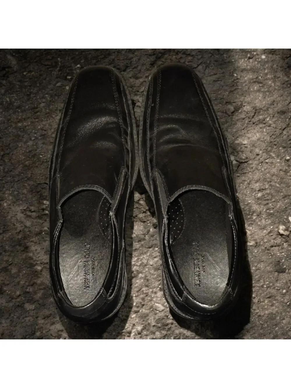 Kenneth Cole Black Leather Loafers Slip On Mens Size 10.5 10-1/2